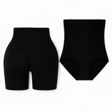 Combo de Shorts de Yoga Negro y Faja Corset Reductora